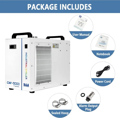Vista 6 de S&A CW-5000 DG Enfriador de agua industrial 7L 1.14HP 2.64gpm sistema de refrigeración por agua para 40W 50W 60W 70W 80W 90W 100W CO2 grabado láser