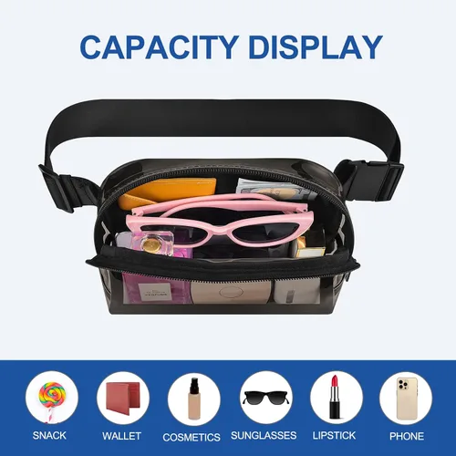 Vista 14 de Riñonera transparente para eventos de estadio, bolsa de cinturón transparente para mujeres y hombres, para conciertos, deportes, playa, senderismo