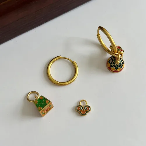 Vista 7 de Aretes de aceite vintage con diseño de gota y elegantes joyas de moda para mujer, cómodas e hipoalergénicas, hebillas de oreja