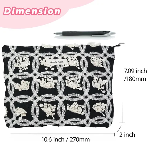 Vista 5 de Sminra Bolsa de Maquillaje Bolsa de Cosméticos Bolsa de Aseo de Lona Preppy para Mujeres Linda Bolsa con Cremallera Organizador Accesorios de Viaje