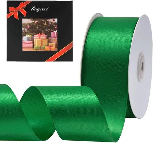Vista 38 de Cinta de satén verde manzana de doble cara de color sólido de 1/2 pulgada x 25 yardas, cintas perfectas para manualidades, decoración de bodas