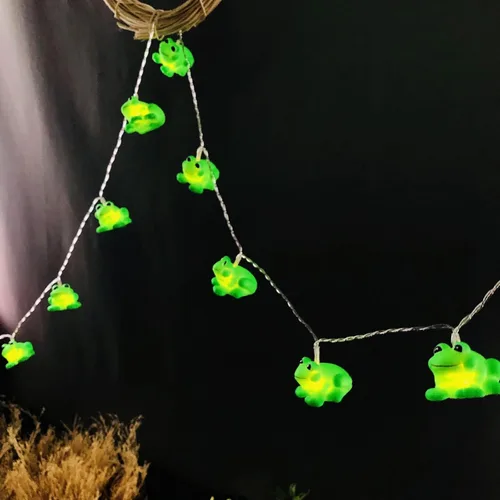 Vista 4 de Lindas luces de noche de rana 3M 20LED para dormitorio, rana de hadas para dormitorio, decoración de vacaciones del hogar (USB + batería)