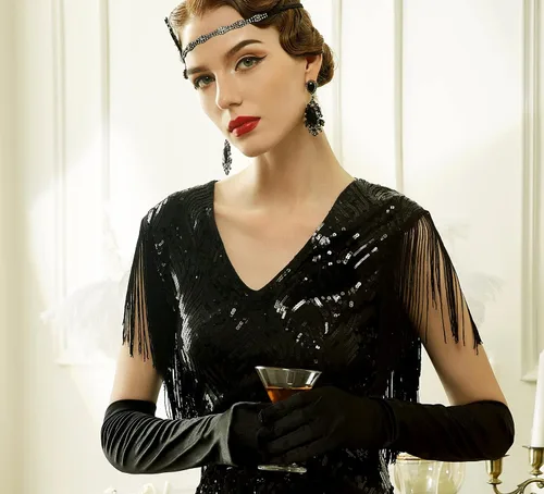 Vista 5 de BABEYOND Long Opera Party 20s - Guantes de satén elásticos para adultos, talla codo
