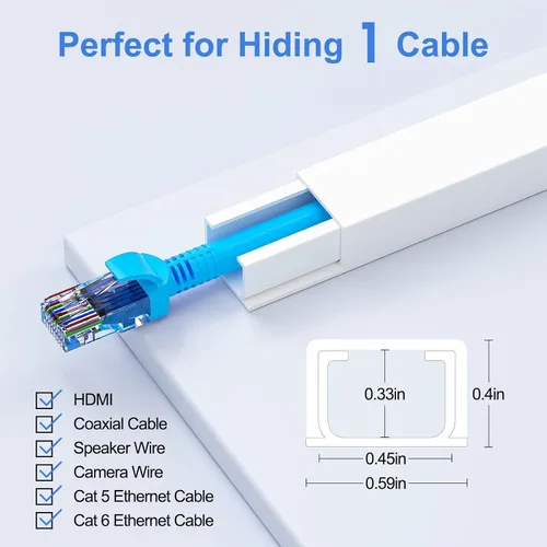 Vista 3 de Yecaye - Ocultador de cable de 250 pulgadas, corrector de cables de un solo cable, sistema de gestión de cables de pared, kit de canaleta de cable