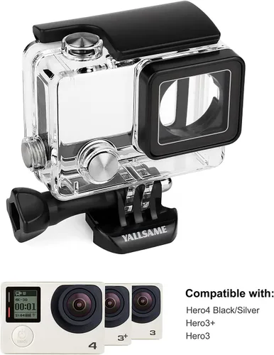 Vista 5 de Funda de esqueleto para GoPro Hero 4/3+/3 con soporte de trípode y hebilla de liberación rápida, fácil carga, apertura conectable, carcasa