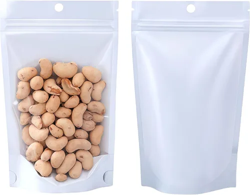 Vista 2 de PABCK 20 bolsas de Mylar de pie para almacenamiento de alimentos, bolsa de embalaje de plástico transparente resellable de 6.3 x 9.45 pulgadas