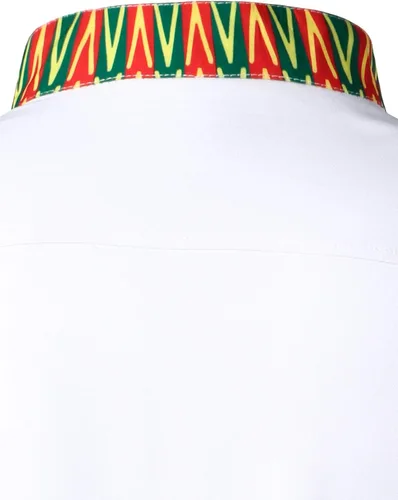 Vista 6 de LucMatton Camisa de vestir con botones y estampado africano para hombre manga larga cuello mandarín dashiki