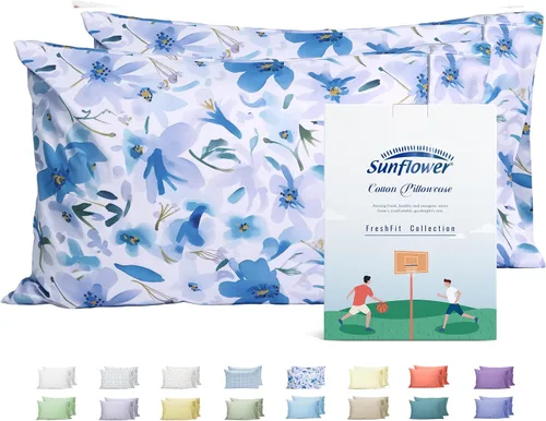 Vista 41 de Sunflower Juego de 2 fundas de almohada tamaño Queen, 100% algodón, 2 fundas de almohada Queen de 20 x 30 pulgadas, color ceniza, suaves