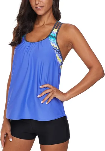 Vista 3 de Actloe Traje de baño de dos piezas con estampado floral y espalda en T para mujer
