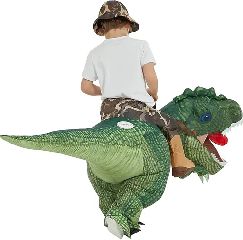 Vista 6 de One Casa - Disfraz inflable de dinosaurio para montar en T-Rex, divertido disfraz de Halloween para niños