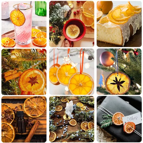 Vista 5 de JTEDZI Rodajas de Naranja Deshidratadas, Rodajas de Naranja Deshidratadas, Rodajas de Cítricos Deshidratadas, Fruta Deshidratada para Cócteles