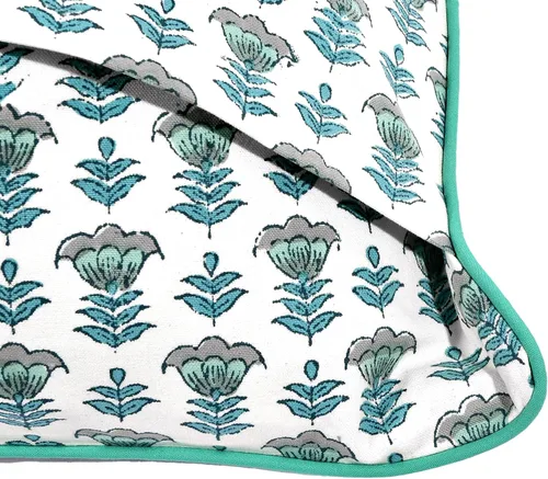 Vista 3 de Ridhi Juego de 2 fundas de almohada decorativas de 16 x 16 pulgadas con estampado de bloques de color azul aguamarina para sala de estar