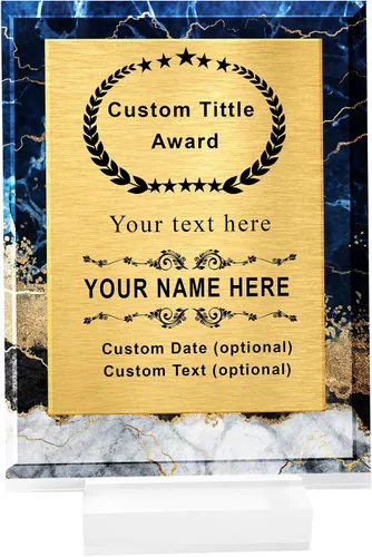 Vista 9 de Tina&Co Premio de trofeo personalizado, placa de premio personalizable, placa de premio personalizada, 6 tipos de fondos de mármol, 5 formas