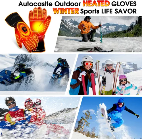 Vista 7 de Autocastle Guantes térmicos para mujeres y hombres, guantes de batería recargable de 7.4 V, guantes de calefacción eléctrica, lavables