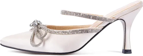 Vista 2 de LYTIYO Zapatos de vestir para mujer, con puntera cerrada, tacón bajo, correa puntiaguda, con lazo, tacón alto, para baile de graduación