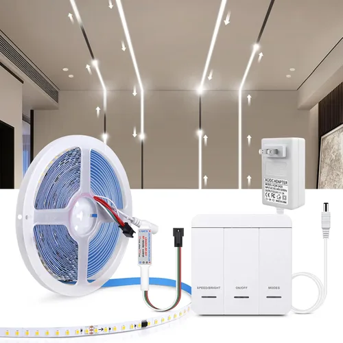 Vista 8 de Tira de luces LED que fluyen de agua corriente de 32.8 ft/33 pies, 24 V 120 leds/M, cuerda de luz LED con interruptor de control de panel táctil