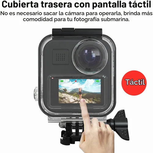 Vista 3 de Carcasa impermeable para pantalla táctil para GoPro MAX 360, protección de buceo, cubierta de buceo subacuática para Go Pro Max accesorios de cámara