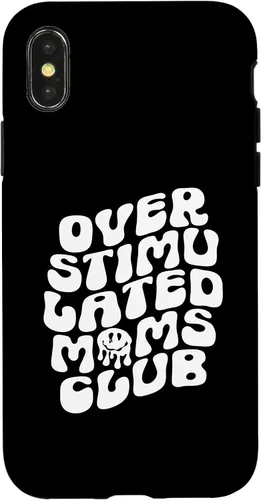 Vista 4 de Funda para iPhone 15 Groovy Sobreestimulated Moms Club Divertida y Moderna