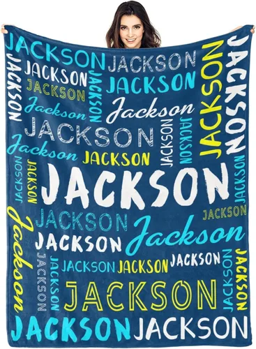 Vista 44 de Manta personalizada con nombre, manta personalizada con nombre y texto para adultos, niños, cumpleaños, Navidad, Día de la Madre, Padre, Día de San