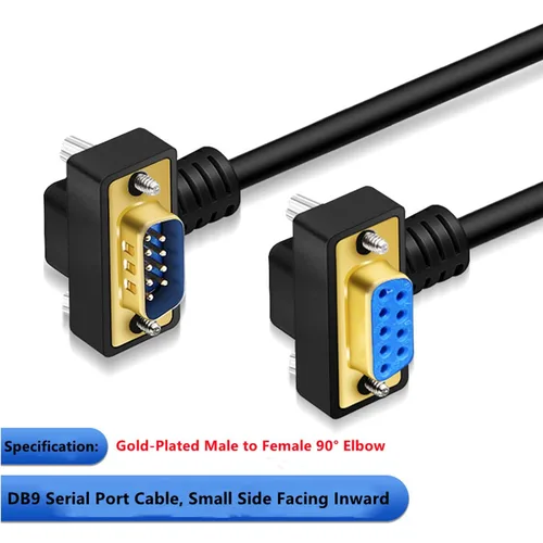 Vista 5 de DB9 RS232 Cable de puerto serie de ángulo recto macho a hembra 9 pines chapado en oro RS232 COM Cable de conexión (16.4 ft)