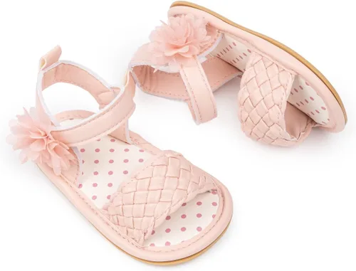 Vista 193 de Meckior Sandalias de verano con punta abierta y suave de piel sintética para bebés y niñas pequeñas