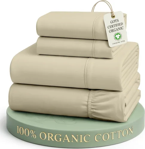 Vista 15 de LANE LINEN - Juego de 2 sábanas de fibras largas 100 % algodón orgánico, percal de fibras largas, ultrasuave y transpirable, para colchones de hasta