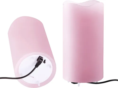 Vista 5 de XingsLight Velas sin llama para decoración del día de San Valentín con románticas luces de proyector de corazón rosa, funciona con pilas, vela LED