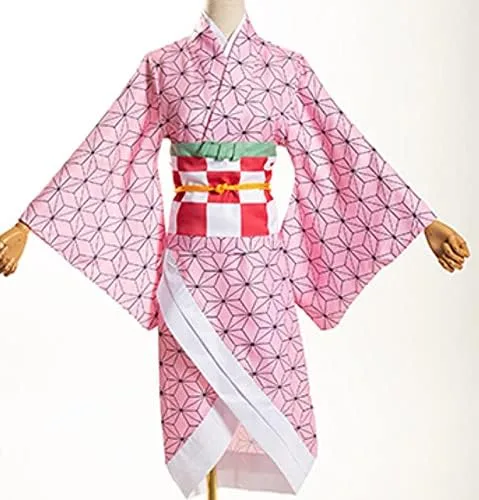 Vista 6 de Anime Cosplay Pink Kimono Costume Kimono Womens Suit Cloak Robe Halloween