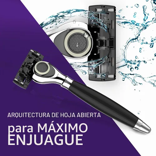 Vista 5 de DORCO Pace Classic - Sistema de maquinilla de afeitar de siete cuchillas con cabezal giratorio y mango premium, paquete de 9 (1 mango + 9 cartuchos)