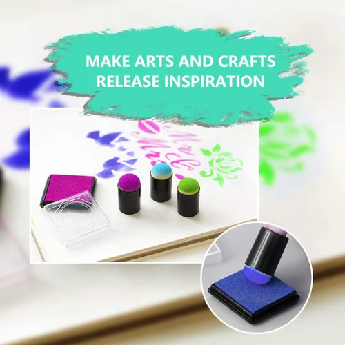 Vista 2 de 40 esponjas de pintura de dedos con caja de almacenamiento, esponjas redondas lavables no tóxicas, herramientas de manualidades sin BPA para niños