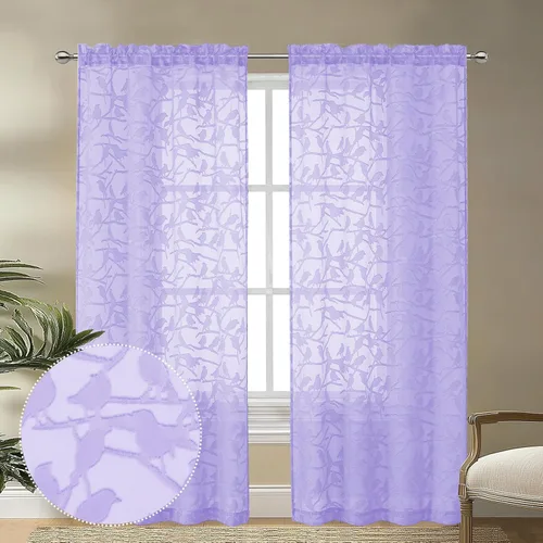 Vista 56 de OVZME Anji Clip Voile Sheer Tiers RD 2X30X36 Negro