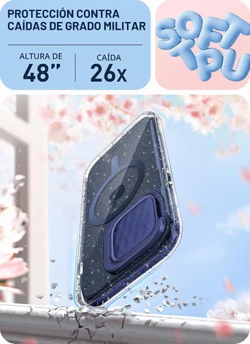 Vista 7 de i-Blason Funda MagSafe para iPhone 15 Pro Max con soporte para cámara BlueGlitter