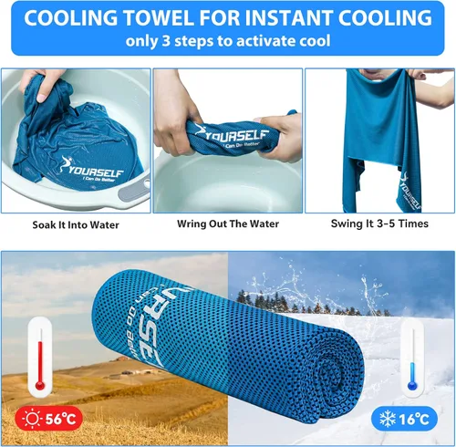Vista 4 de Toalla refrigerante Syourself para un alivio instantáneo: toalla refrescante de 40 pulgadas x 12 pulgadas para jugar bolos o hacer ejercicio o yoga