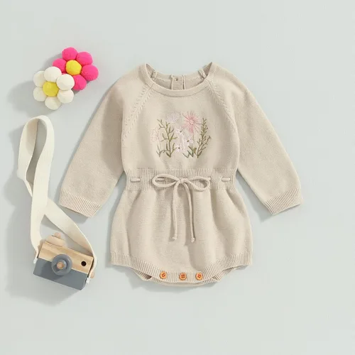 Vista 16 de ZAXARRA Suéter de bebé niña mameluco suéter de punto bordado flor sudadera mameluco ropa de otoño infantil