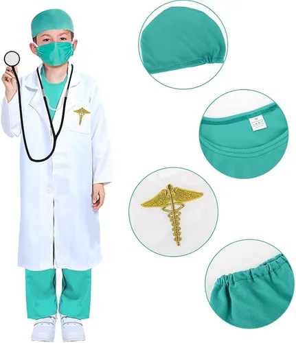 Vista 3 de Disfraz de cirujano para niños disfraz de médico para fiesta de cosplay de Halloween