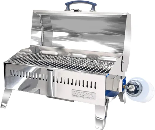 Vista 2 de Magma Productos Cabo Parrilla de gas + soporte de pedestal plegable de doble bloqueo