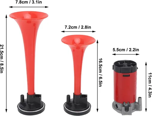 Vista 5 de Juego de bocinas de aire, kit de bocina de aire dual de 12 V 20 A, bocina de aire de 120 db con compresor para camión, tren, barco