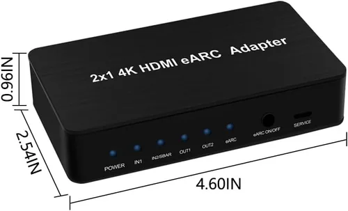 Vista 4 de Interruptor HDMI con extractor de audio eARC, interruptor HDMI 4K60Hz 4 en 1 con salida de audio, compatible con control remoto IR, 18Gbps