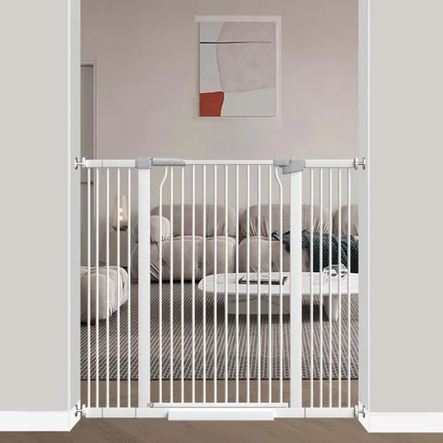 Vista 16 de 40.5" Puerta de bebé extra alta, puerta para mascotas de 29.6"-32.5" extra ancha Montada a presión, Barrera interior a prueba de cachorros, Puerta