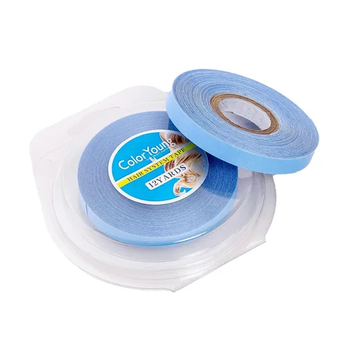 Vista 8 de 5/16"(0.8cm)*12 yardas Cinta para extensiones de cabello con cinta adhesiva de doble cara para extensiones de cabello (blanco)