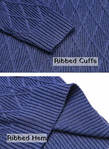 Vista 5 de COOFANDY Suéter de cuello alto para hombre, de punto grueso, de algodón
