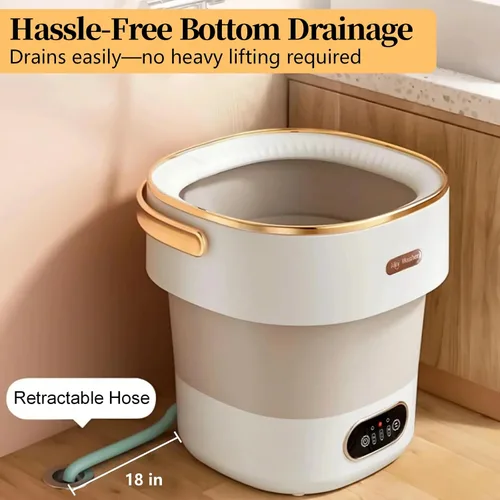 Vista 6 de Lavadora portátil con cesta giratoria, mini lavadora plegable mejorada de 16 litros【Lavado de 5 minutos・giro de 3 minutos・1 año de garantía