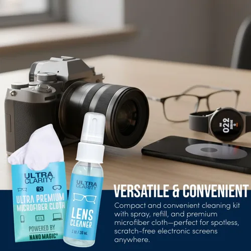 Vista 3 de Ultra Clarity impulsado por Nano Magic Limpiador de Lentes 420 unidades Láminas prehumedecidas de grado óptico no abrasivas para gafas