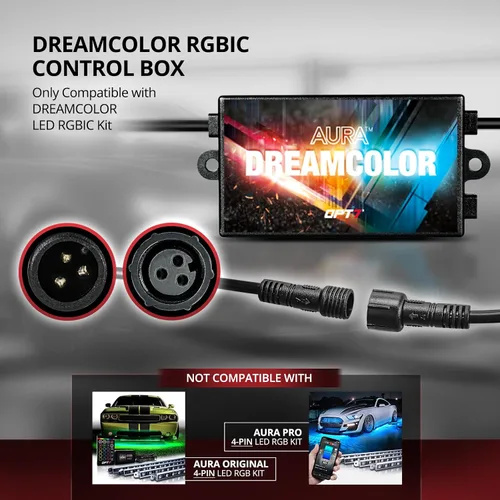 Vista 8 de OPT7 1 pieza cable de extensión frontal de 9 pies para luces LED de persecución subchasis Aura Dreamcolor, con conector impermeable de 3 pines