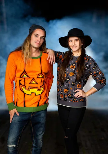 Vista 3 de Suéter de Halloween para Adultos Gato Peculiar Multicolor