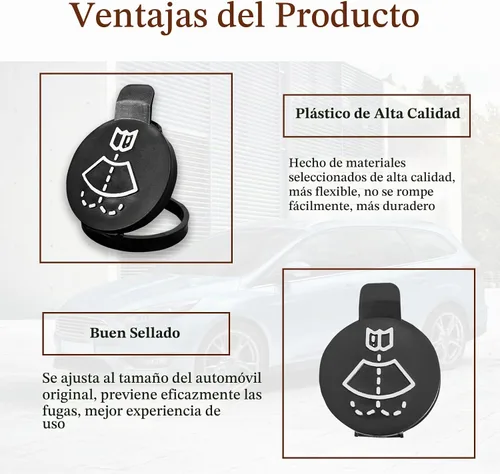 Vista 3 de Tapa de botella de limpiaparabrisas de automóvil, tapa de botella de tanque de depósito de líquido lavaparabrisas, tapa de repuesto de botella
