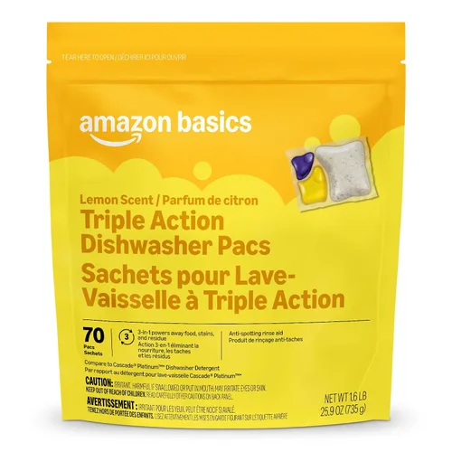 Vista 8 de Marca Amazon Presto! - Paquete de lavavajillas de triple acción, antimanchas, aroma fresco, 70
