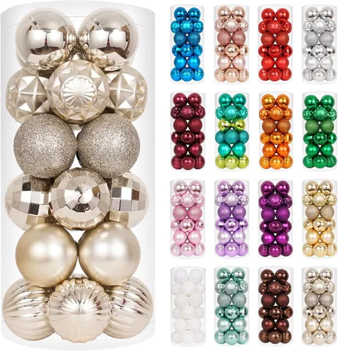 Vista 83 de XmasExp Juego de 24 mini esferas de Navidad inastillables para bolas de árbol de Navidad, 1.18 pulgadas (negro)