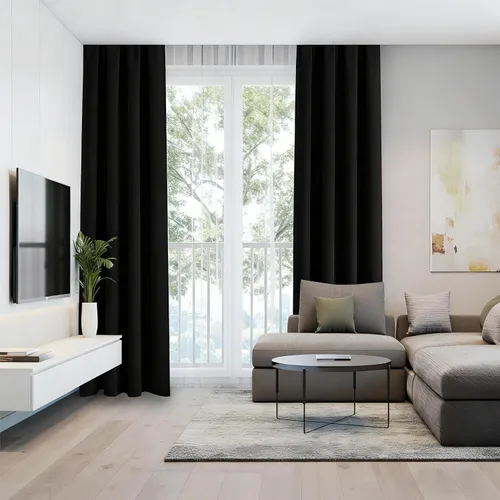 Vista 4 de IGEMAEVE - Juego de 2 paneles de cortinas opacas negras de 72 pulgadas, cortinas oscuras para dormitorio de 72 pulgadas de largo, cortinas oscuras