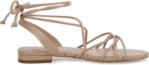 Vista 3 de Ermonn Sandalias planas con cordones para mujer con tirantes y punta abierta, tirantes cruzados y casuales de verano